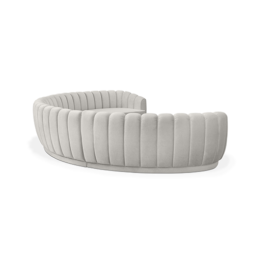 PEARL Round Three Sofa | Velvet Round Sofa by BRABBU