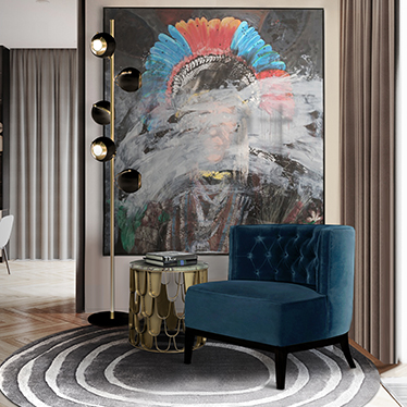 Modern Reading Corner with Bourbon Armchair and Koi Side Table