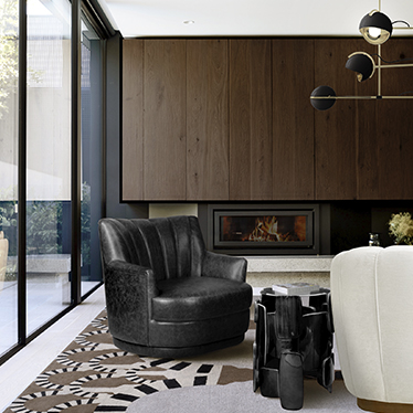Modern Living Room with Plum Single Sofa and Goroka Side Table