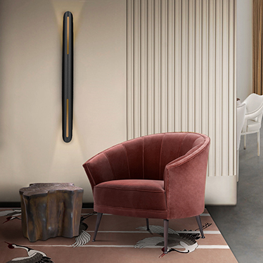Modern Reading Corner with Maya Armchair, Shaka Wall and Sequoia Side Table