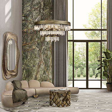 BB_NAICCA_Chandelier_KOI_Center_Table_FITZROY_Corner_Sofa_KUMI_I_Mirror_KOI_Rug_II