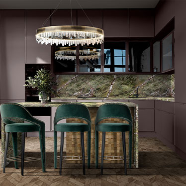 TELLUS Counter Stool, NAICCA Suspension Light