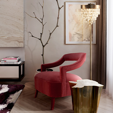 OKA ARMCHAIR, SEQUOIA SIDE TABLE, NAICCA FLOOR LIGHT