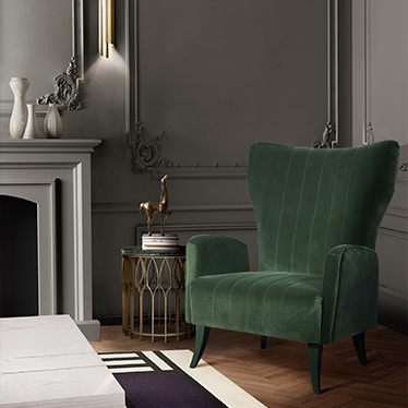 DAVIS ARMCHAIR, MECCA II SIDE TABLE, CYRUS WALL LIGHT