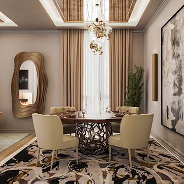 Dalyan Dining Chair, Apis Dining Table, Vellum XL Wall Light