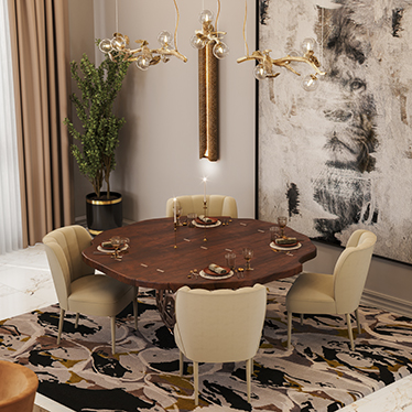 Dalyan Dining Chair, Apis Dining Table, Vellum XL Wall Light