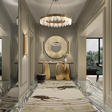 Ardara Console, Huli Mirror, Cyrus Wall Light, Naicca SuspensionLight