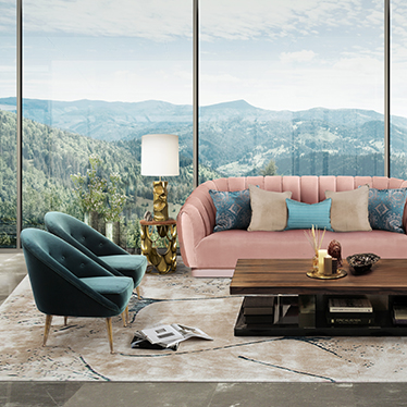 Here is a Living Room entirely furnished by BRABBU with our vast integrated offer of Upholstery, Casegoods, Lighting, Rugs and Soft Goods where anyone can create a fierce and contemporary interior design with only one brand.